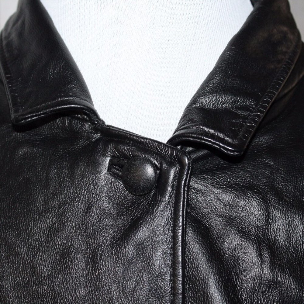 Wilson's Thinsulate 3M XL Insulated 3 Button Snap Black 100% Leather Jacket Coat - Picture 8 of 11